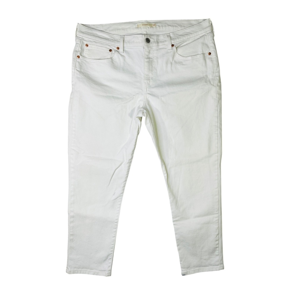 Levis Boyfriend Jeans Womens 33 White Denim Mid Rise Stretch Pants